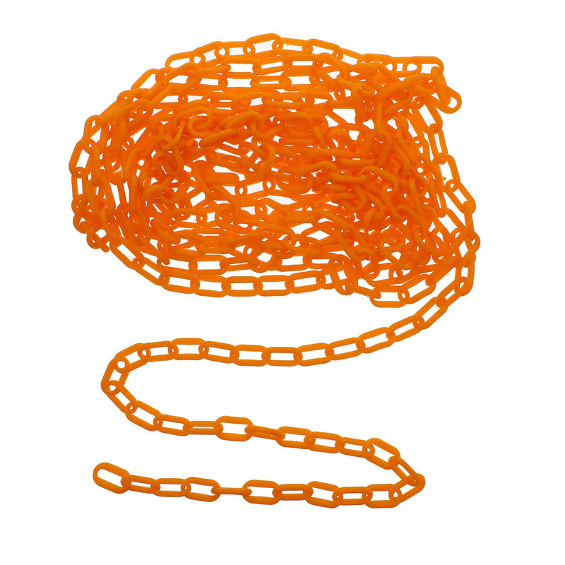  [AUSTRALIA] - BISupply Plastic Chain Links Orange Chain Link Plastic Chains Halloween Chain Crowd Control Chain Orange 25ft x 6mm