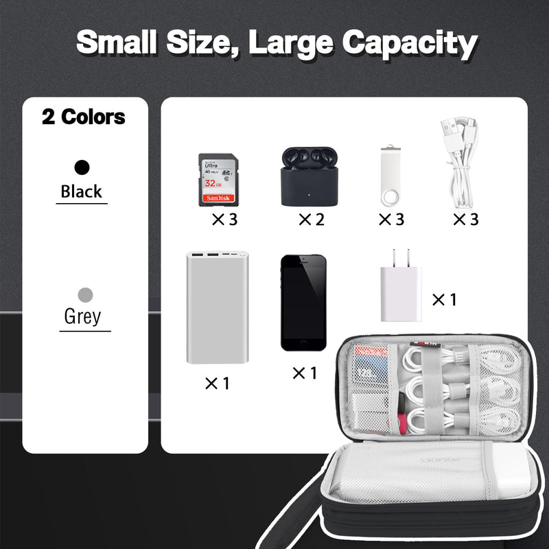  [AUSTRALIA] - Electronic Organizer Case, Travel Cable Organizer Bag Pouch Electronic Accessories, Carry Case Portable Waterproof Double Layers All-in-One Storage Bag for Cable, Cord, Charger, Phone, Earphone, Black 02-Black