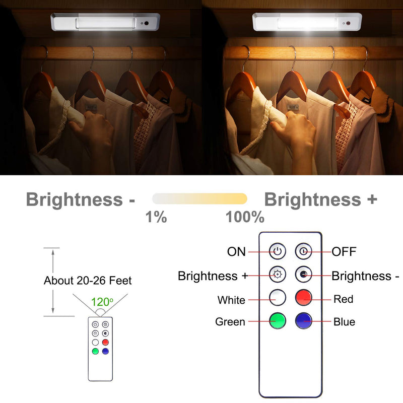BIGMONAT Under Cabinet Lights with 4 Color Changing,Remote Bar Light Battery |Stick on Counter Shelf Closet Light with Brightness Dimmable and Timer Indoor for Cabinet Closet Kitchen Stair Aluminum 4 Colors Changing - LeoForward Australia