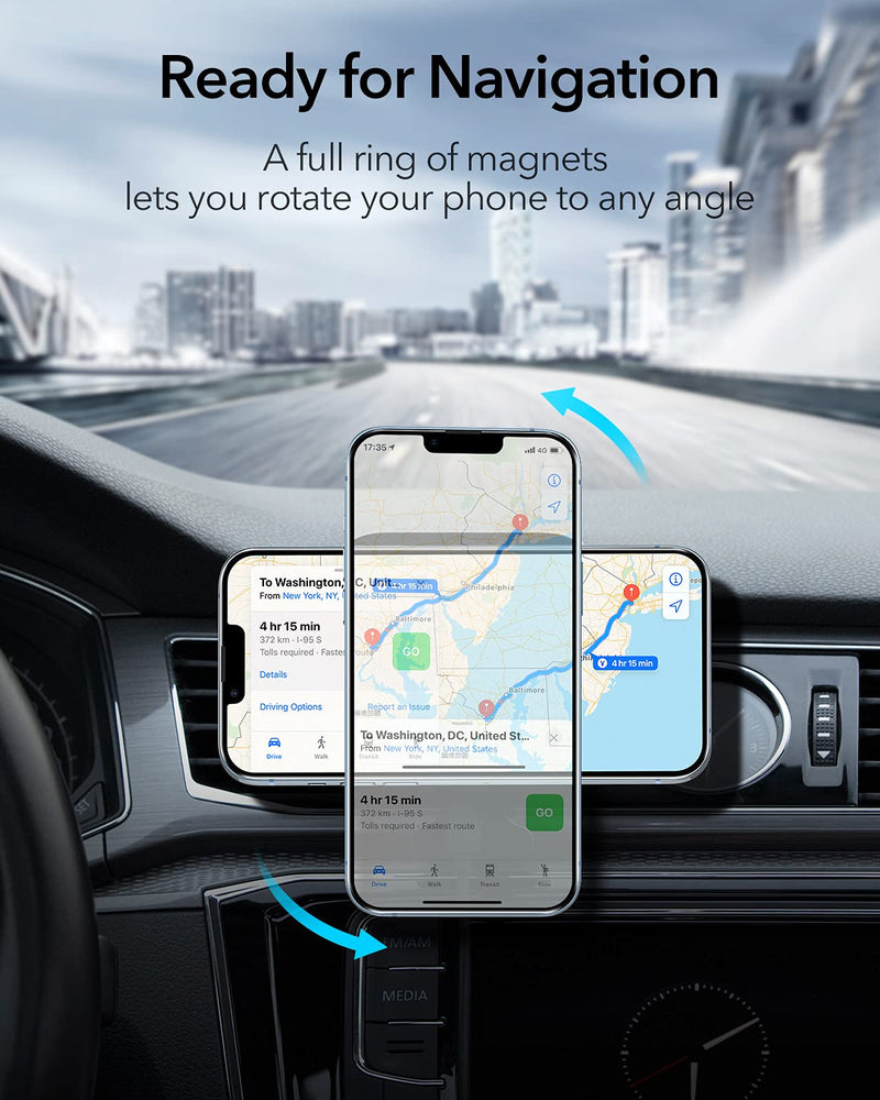  [AUSTRALIA] - ESR HaloLock Magnetic Wireless Car Charger, Compatible with MagSafe, Air Vent Mount Compatible with iPhone 13/13 Pro/13 mini/13 Pro Max/12/12 Pro/12 mini/12 Pro Max, with 36W QC 3.0 Fast Car Charger