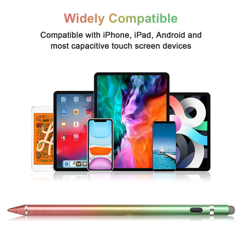 Active Stylus Digital Pen for Touch Screens, Rechargeable 1.5mm Fine Point Stylus Smart Pencil Compatible with Most Tablet with Glove (Rose Red+Light Green) Rose Red+Light Green - LeoForward Australia