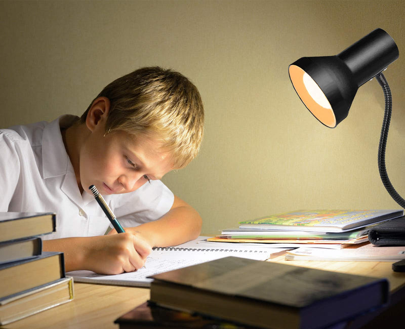 Desk Lamp Eye-Caring Table Lamps, 360°Rotation Gooseneck Clip on Lamp, Portable Reading Book Light, Clamp Light, Eye-Caring Study Desk Lamps for Bedroom and Office Home Lighting-Black - LeoForward Australia