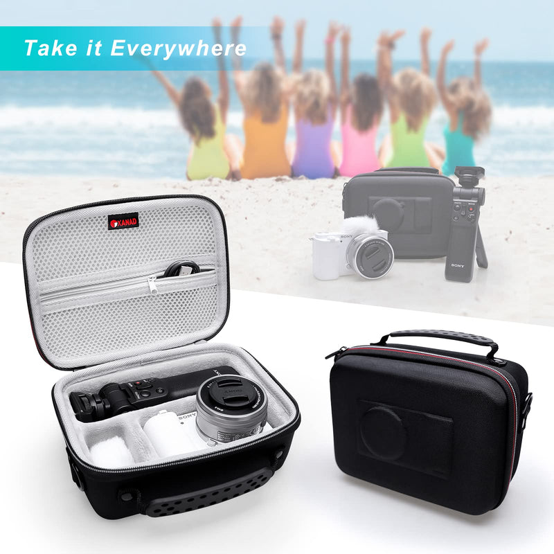  [AUSTRALIA] - XANAD Hard Case for Sony Alpha ZV-E10/ZV-E10L/ ZV-1/ZV-1F Camera Vlogger Accessory Kit Tripod (GP-VPT2 BT) and Microphone - Carrying Storage Bag EVA Case