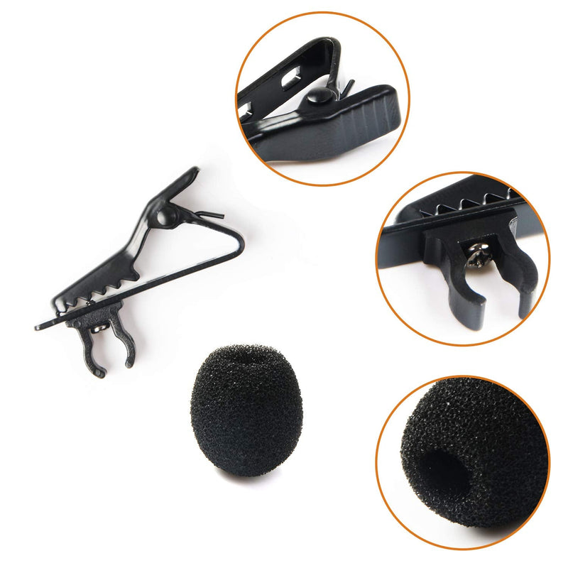  [AUSTRALIA] - 18Pcs Lapel Microphone Replacement Kit - 6Pcs Lapel Microphone Metal Tie Clips Lavalier Microphone Replacement, 6Pcs Foam Windscreen Cover and 6Pcs Plastic Wire Clips