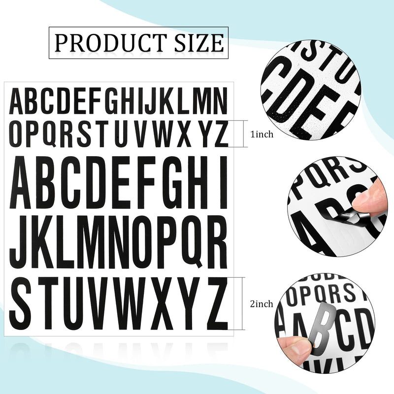  [AUSTRALIA] - 8 Sheet Self Adhesive Letters Stick on Vinyl Letters Black Capital Letter Stickers 1 Inch 2 Inch Sticker Letter for Crafts Outdoor Sign Poster Mailboxes Windows Doors Car Truck