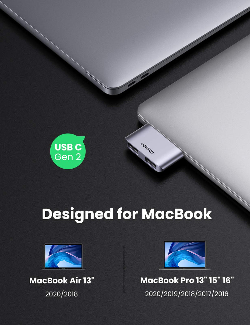 UGREEN USB C to USB Adapter Thunderbolt 3 to Dual USB 3.0 Hub Compatible with MacBook Air M1 2020 2019 2018 MacBook Pro M1 2019 2018 2017 - LeoForward Australia