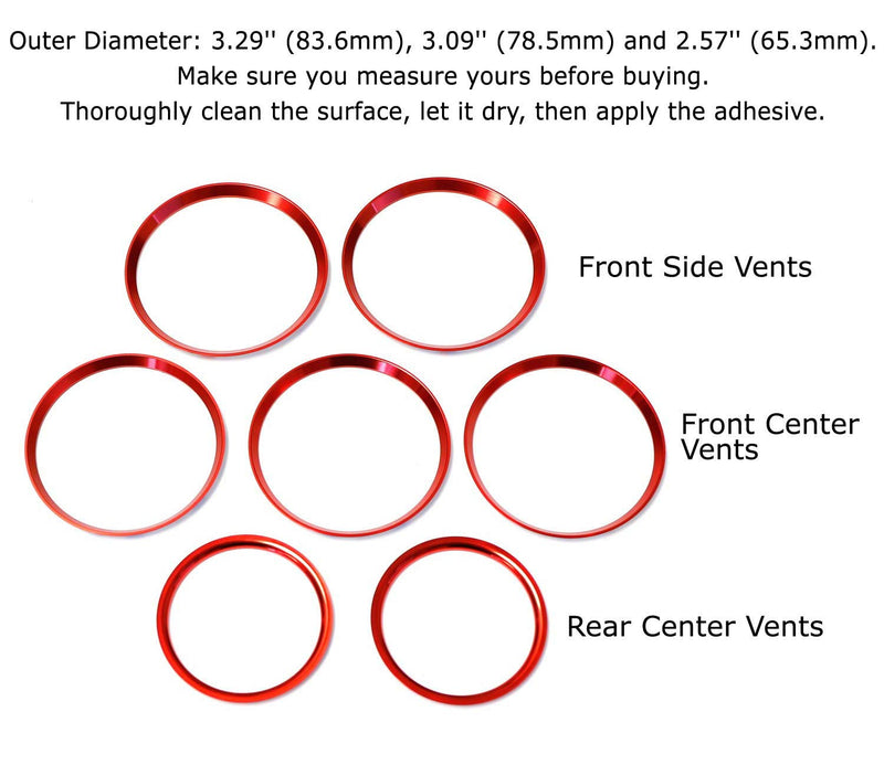  [AUSTRALIA] - iJDMTOY 7pc Sports Red Aluminum Air Conditioner Vent/Opening Outer Trim Decoration Covers Compatible With 2015-up Mercedes W205 C180 C250 C300 C350 C400 C63 AMG, 2016-up GLC Class, etc Mercedes W205 C/GLC Class Half Cover Outer Trim