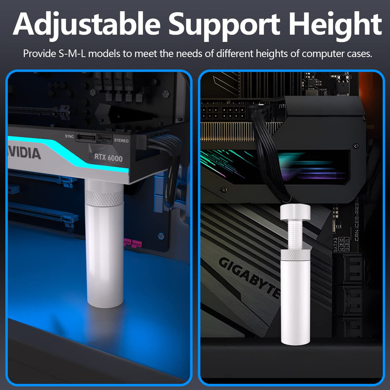  [AUSTRALIA] - Oddtone GPU Support Bracket, Adjustable Height Vertical GPU Sag Bracket with Magnet and Non-Slip Sheet, GPU Brace for Prevent Universal Video Card Sag Holder, M 1.9-3.0"- M White