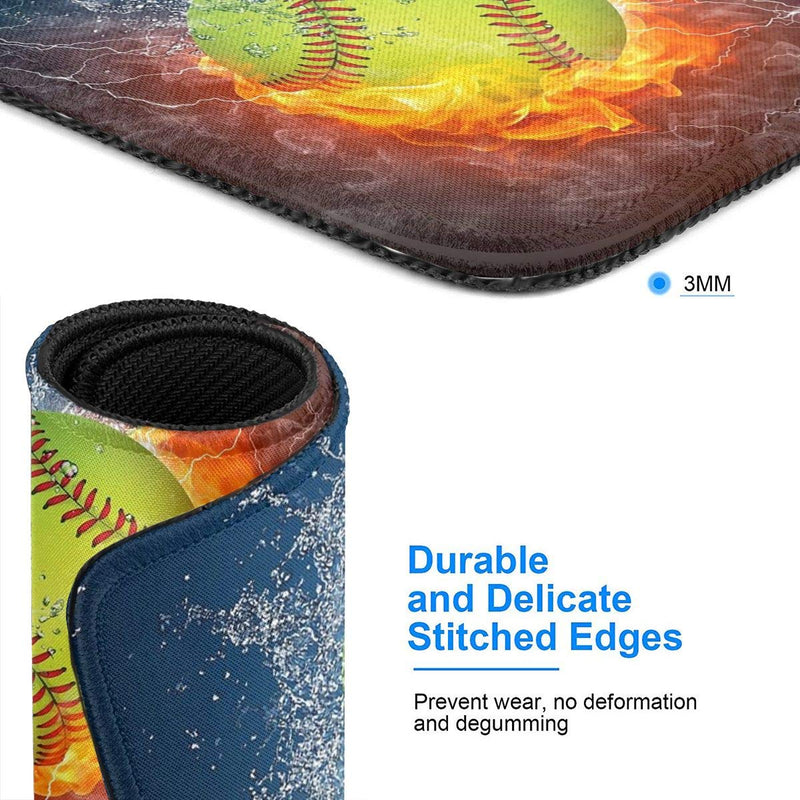  [AUSTRALIA] - Mouse Pad Fire Softball with Non-Slip Rubber Base, Premium-Textured & Waterproof Mousepads Bulk with Stitched Edges, Mouse Mat for Computers, Gaming,Laptop, Office & Home, 9.8x11.8 in 10 x 12 inch
