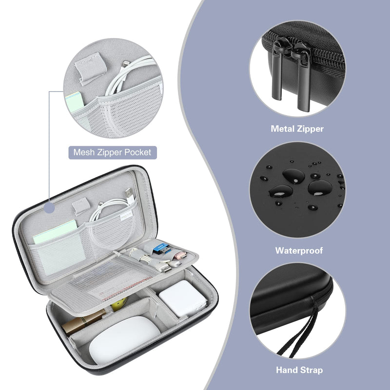  [AUSTRALIA] - MOSISO Electronic Organizer Travel Case Compatible with MacBook Power Adapter, Compatible with Magic Mouse & Pencil, SD Card, USB Flash Disk with 4 Modular Insert & 2 Cable Tie & Snap Hook, Black