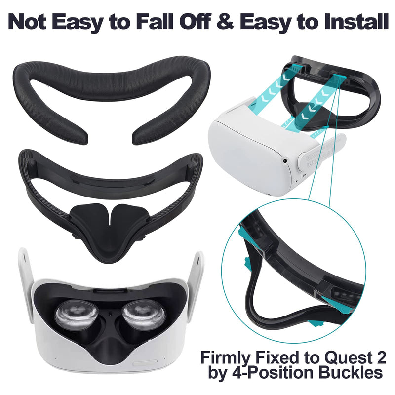  [AUSTRALIA] - Nefuo VR Face Pad for Oculus Quest 2, 3 PCS Sweatproof & Breathbale PU Leather Foam Replacements, Facial Interface with Anti-Light Nose Pad & Air-Circulation Design, VR Accessories for Quest 2