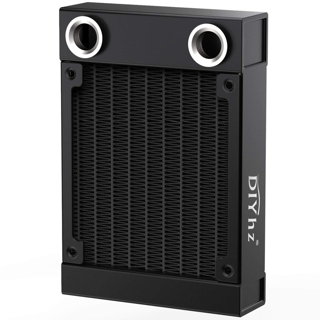  [AUSTRALIA] - DIYhz Water Cooling Computer Radiator, 8 Pipe Aluminum Heat Exchanger Liquid Cooling Radiator G1/4 Thread Heat Row Sink 80mm for CPU PC Laser Water Cool System DC12V Black G1/4-80mm