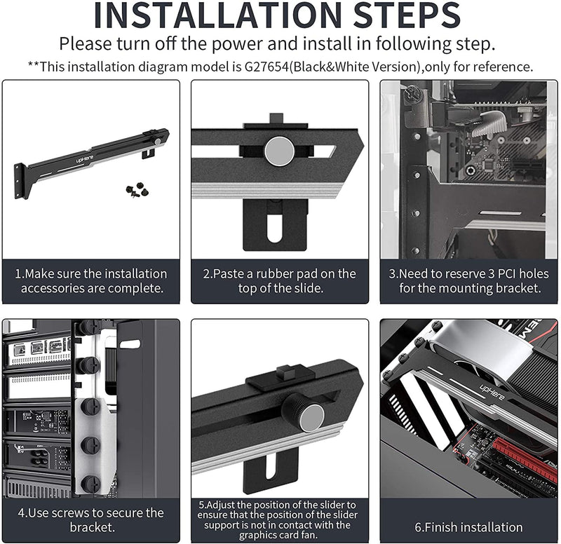  [AUSTRALIA] - upHere G276WT White Graphics Card GPU Brace Support Video Card Sag Holder/Holster Bracket,Adjustable Length and Height Support,G276WT