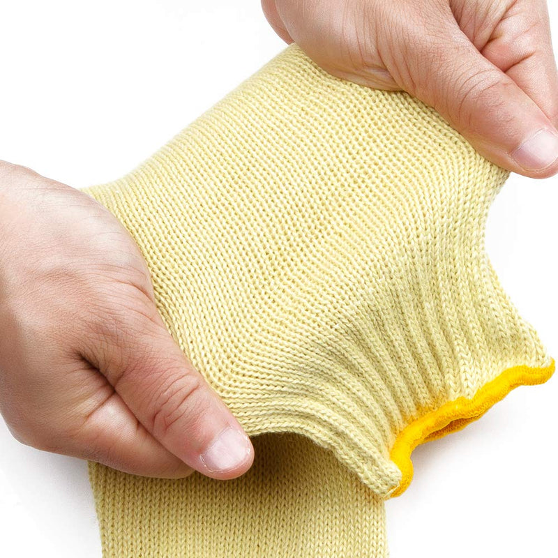  [AUSTRALIA] - Kevlar Sleeves Cut Heat Resistant,18 inch Long Self Defense Arm Sleeves with Thumb Hole,Mens Womens Safety Arm Guard Protector for Cooking and Equipment Repairs Work(Yellow,2 Pairs) Yellow 2p