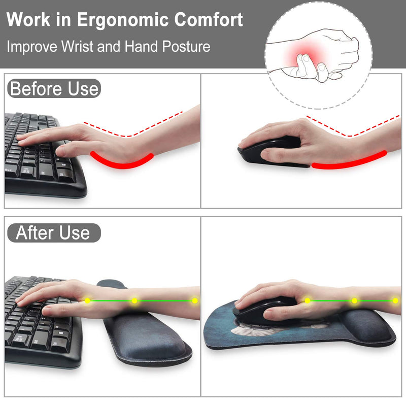  [AUSTRALIA] - Ergonomic Mouse Pad with Gel Wrist Rest Support, HOMKUMY Cute Mouse Pads with Non-Slip Rubber Base Wrist Rest Pad for Home, Office & Travel Easy Typing & Pain Relief, Gray Ink Marble