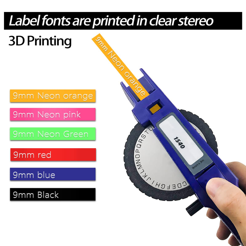  [AUSTRALIA] - Compatible 3/8 Embossing Label Tape Replacement for Dymo 3D Plastic Embossing Colored Label Tape, Neon Pink/Orange/Green/Red/Blue/Black for Dymo Organizer Xpress Pro, Label Buddy, 6 Pack