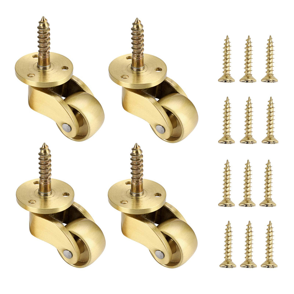  [AUSTRALIA] - OwnMy 4PCS Universal Brass Caster Stem Wheels 360 Degree Rotation Swivel Wheels Heavy Duty Metal Caster Hardware Movable Caster Replacements for Furniture Trunk Box Cabinet Sofa Trolley Chairs Bed