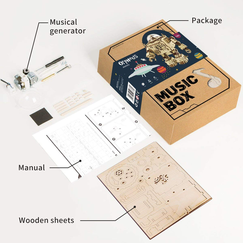ROKR 3D Wooden Puzzle Music Box Craft Toys Best Gifts for Men Women Kids Machinarium DIY Robot Figures with Light for Christmas Birthday - LeoForward Australia