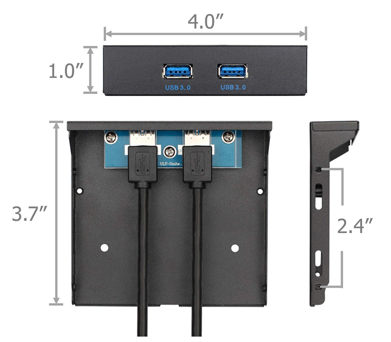  [AUSTRALIA] - Excelity 2 Ports USB 3.0 Front Panel Floppy Disk Bay 20 Pin Hub Bracket