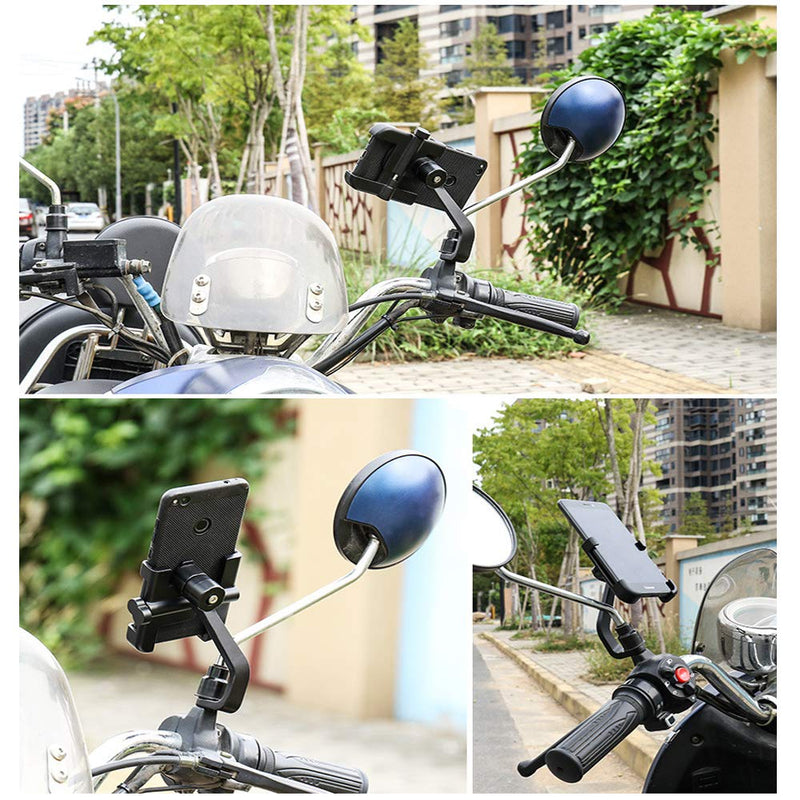  [AUSTRALIA] - Homeet Motorcycle Phone Mount, Metal Motorcycle Phone Holder Motorbike Rearview Mirror Smartphone Holder Mount Universal 【Φ10mm】- 360° Rotation Adjustable - Aluminum Alloy Metal Alloy