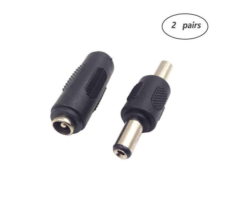  [AUSTRALIA] - Qaoquda DC 5.5 x 2.1mm Power Adapter, (2 Pairs) DC Power 5.5mm x 2.1mm Female to Female Coupler, Male to Male Coupler, for LED/CCTV Camera