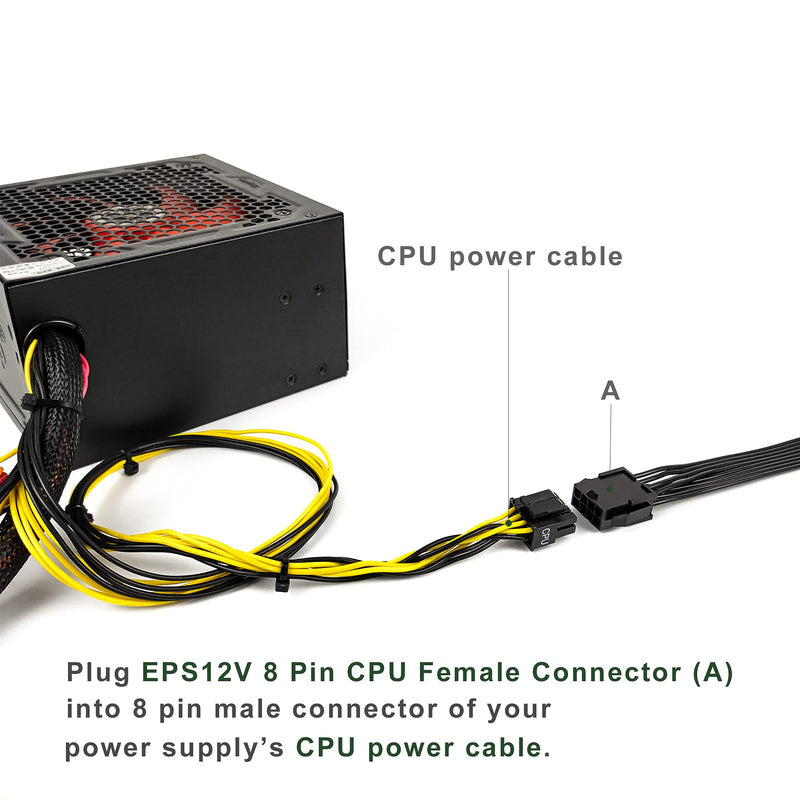 [AUSTRALIA] - JZYMOD EPS12V CPU 8 Pin Female to CPU ATX 8 Pin and ATX 4 Pin Male Power Supply Extension Cable