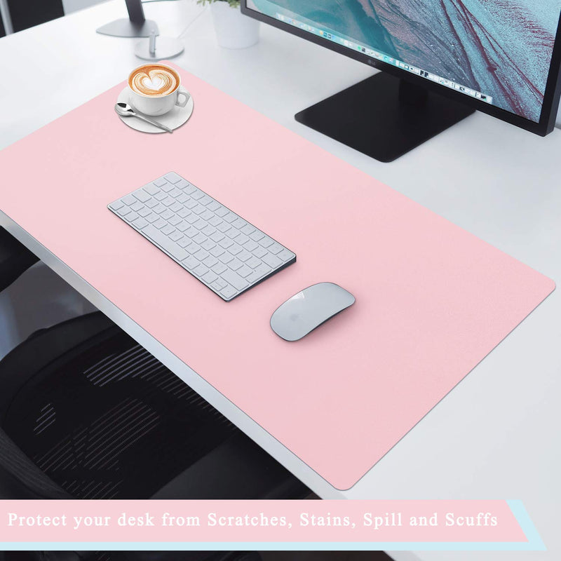 TOWWI Dual Sided Desk Pad, 32" x 16" PU Leather Desk Mat, Waterproof Desk Blotter Protector Mouse Pad (Blue/Pink) Blue/Pink 32" x 16" - LeoForward Australia