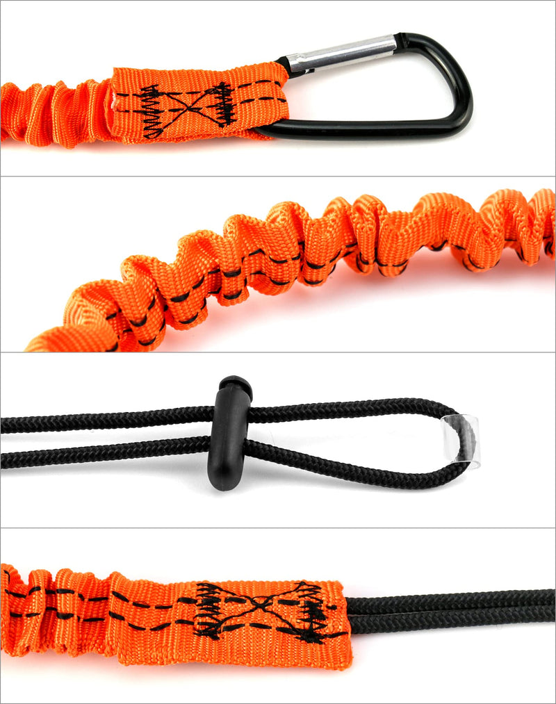  [AUSTRALIA] - QWORK Tool Lanyard, 3 Pack Safety Lanyard Retractable Bungee Cord with Standard Spring Carabiner and Adjustable Loop End