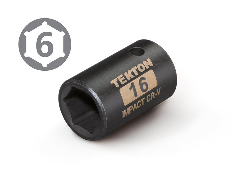  [AUSTRALIA] - TEKTON 47771 1/2-Inch Drive by 16 mm Shallow Impact Socket, Cr-V, 6-Point