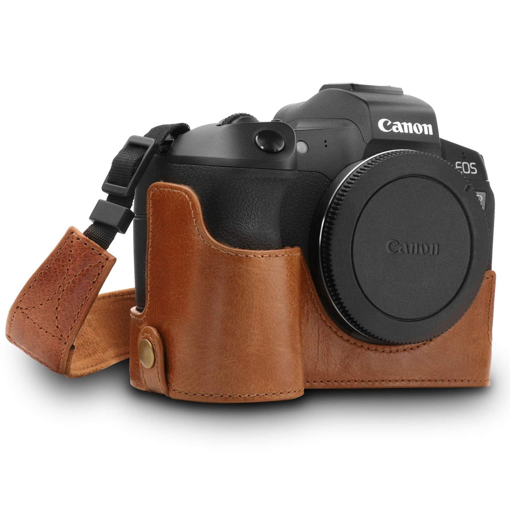  [AUSTRALIA] - MegaGear MG1558 Ever Ready Genuine Leather Camera Half Case Compatible with Canon EOS Ra, R - Brown One Size