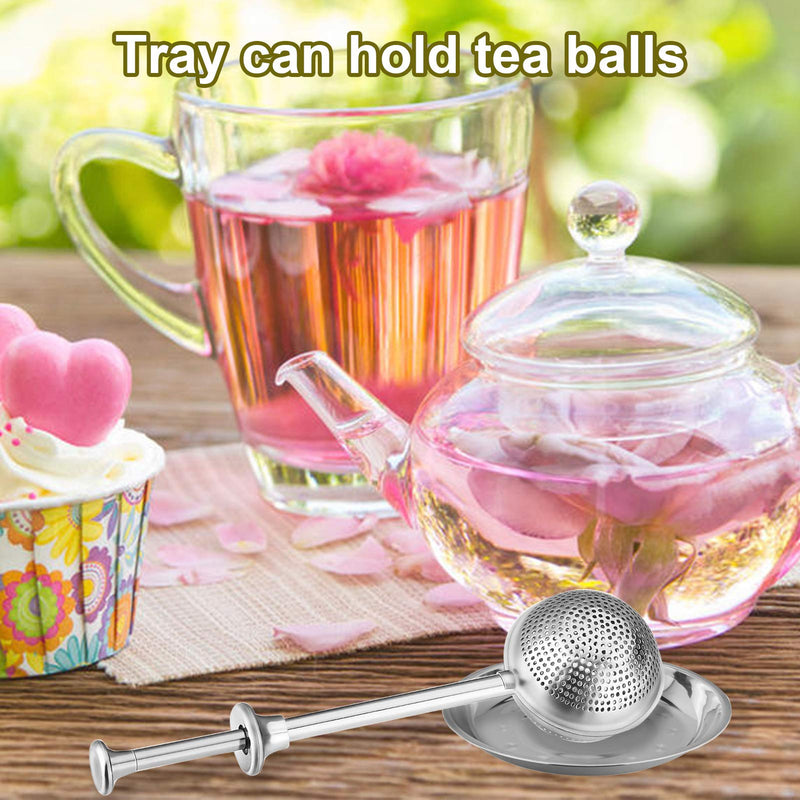  [AUSTRALIA] - Tea Ball Infusers, Long-Handle Tea Strainer Stainless Steel for Loose Leaf Tea Spices and Seasonings in Office or Travelling, With a Saucer.