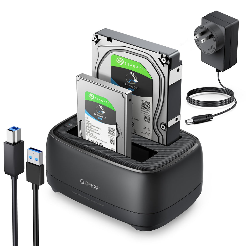  [AUSTRALIA] - ORICO Dual Bay External Hard Drive Docking Station USB 3.0 to SATA with Duplicator/ Offline Clone Function HDD Dock for 2.5/3.5 inch HDD SSD Plug&Play Support UASP Max Up to 36TB-DD-C DD28U3-C