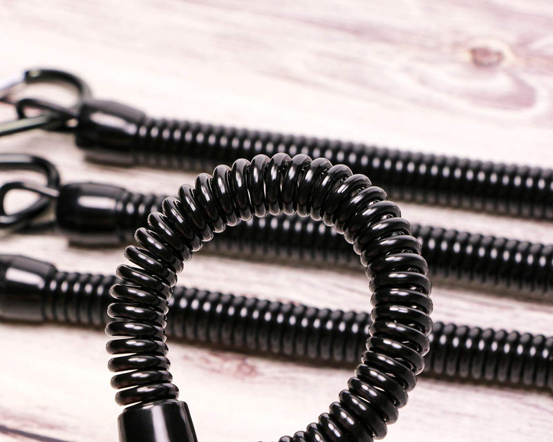  [AUSTRALIA] - Mini Skater 6.89 inch Black Fishing Lanyards Retractable Spiral Spring Lanyard Boating Rope Safety Wire Coiled Tether with Buckle for Pliers Grippers Fish Tackle Tools (20) 20