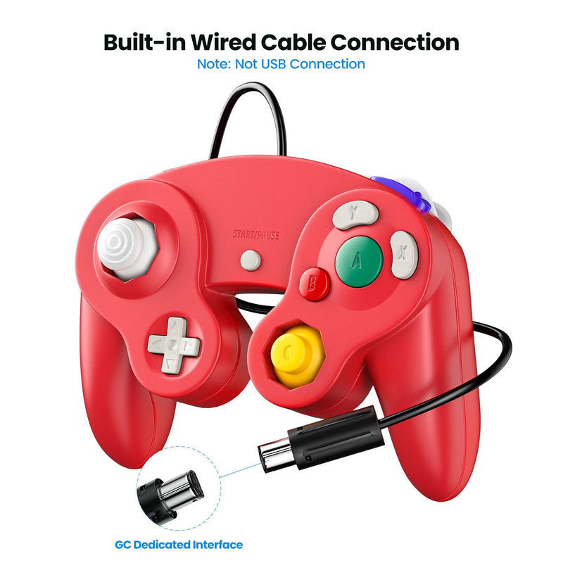  [AUSTRALIA] - Gamecube Controller, Classic Controller Gamepad Compatible with Nintendo Wii, Upgraded - 2 Pack | Red&Blue