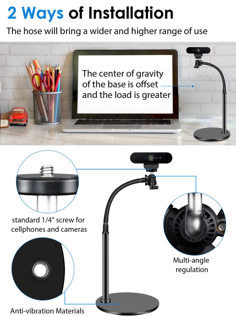  [AUSTRALIA] - [Ultra-Durable] Etour Webcam Stand for Desk [Multi-Angle Adjustment Arm] Upgraded Flexible Desktop Stand Gooseneck Stands Compatible with Logitech Webcam C922 C930 C920 BRIO etc,for 1/4" Thread