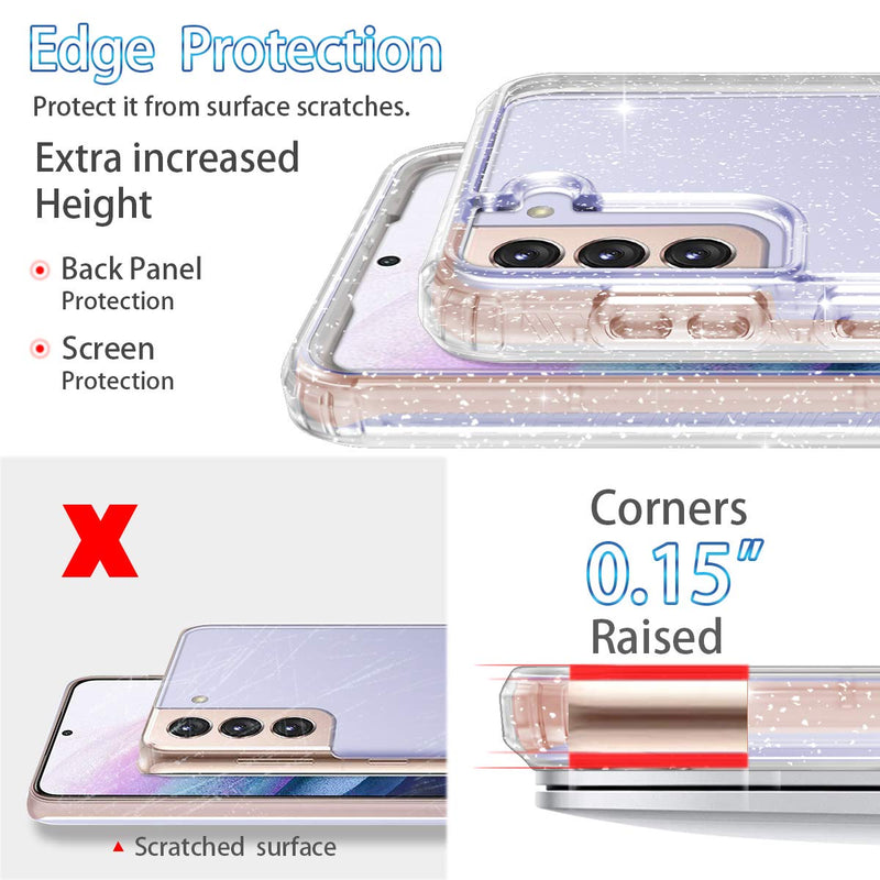 Hekodonk for Galaxy S21 5G Case,Hybrid Liquid Clear Crystal Design Glitter TPU Bumper Protective Silicone Shockproof Flexible Anti-Scratch Cover for Samsung Galaxy S21 5G Bling Crystal Bling Clear - LeoForward Australia