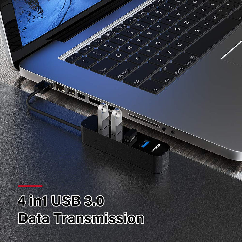 Upgrow USB 3.0 Hub 4-Port USB Hub with 5 Gbps USB Splitter for Laptop MacBook Mac Pro Mac Mini iMac Surface Pro XPS PC Flash Drive Mobile HDD-Black - LeoForward Australia