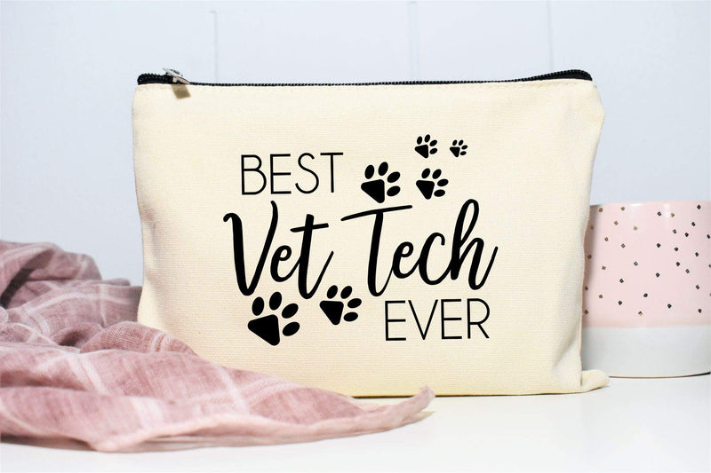 Moonwake Designs Best Vet Tech Ever Makeup Bag - Vet Tech Gift, Veterinarian Gift, Gift for Animal Lover - LeoForward Australia