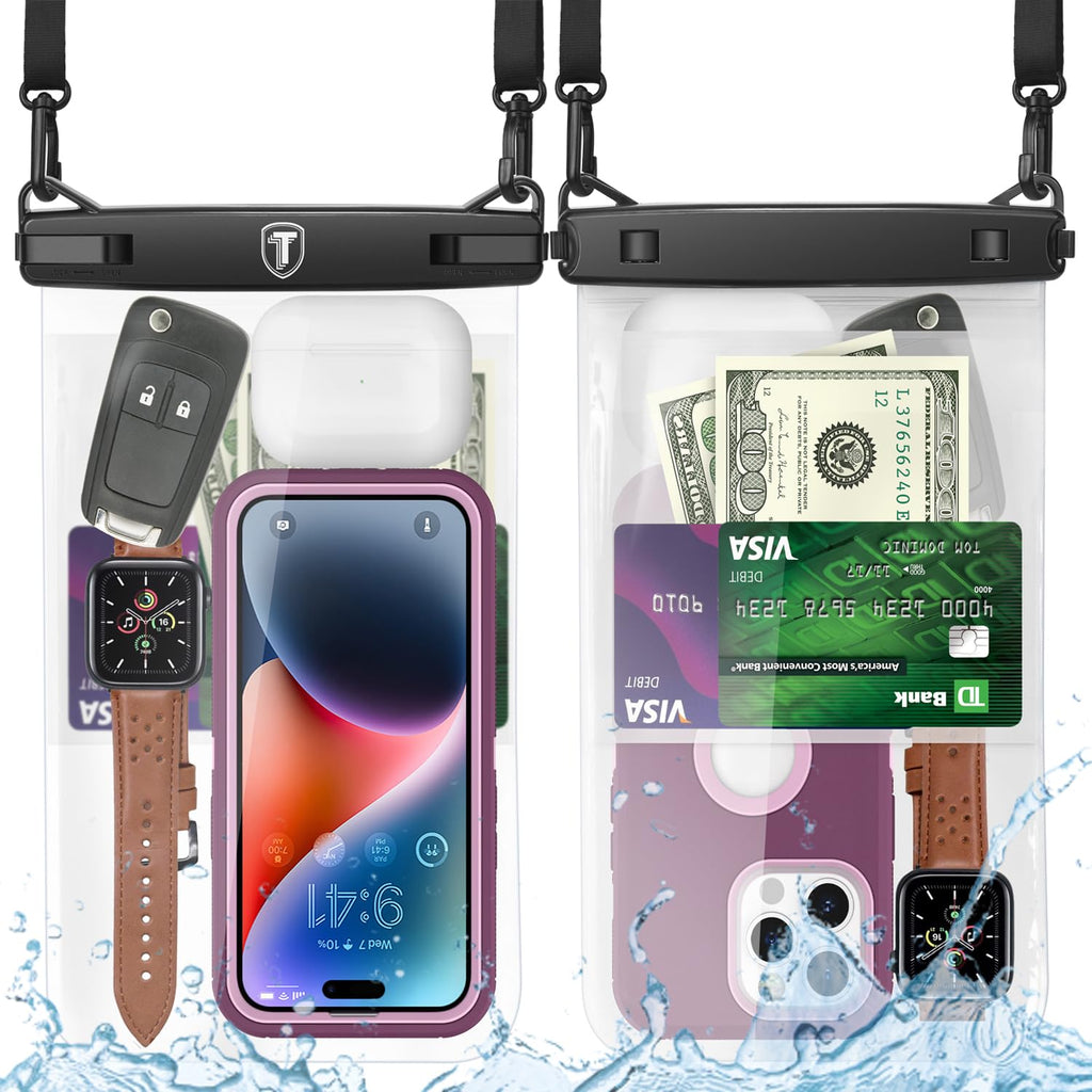  [AUSTRALIA] - Takfox Extra Large Waterproof Phone Pouch Bag Case for Samsung Galaxy S23 Ultra S22 Plus S21 Note 20 A03S A14 A02S A13 iPhone 14 13 Pro Max, [Up to 10"] [2-Pack] IPX8 Vacation Cellphone Dry Bag-Clear Clear(2 Pack)