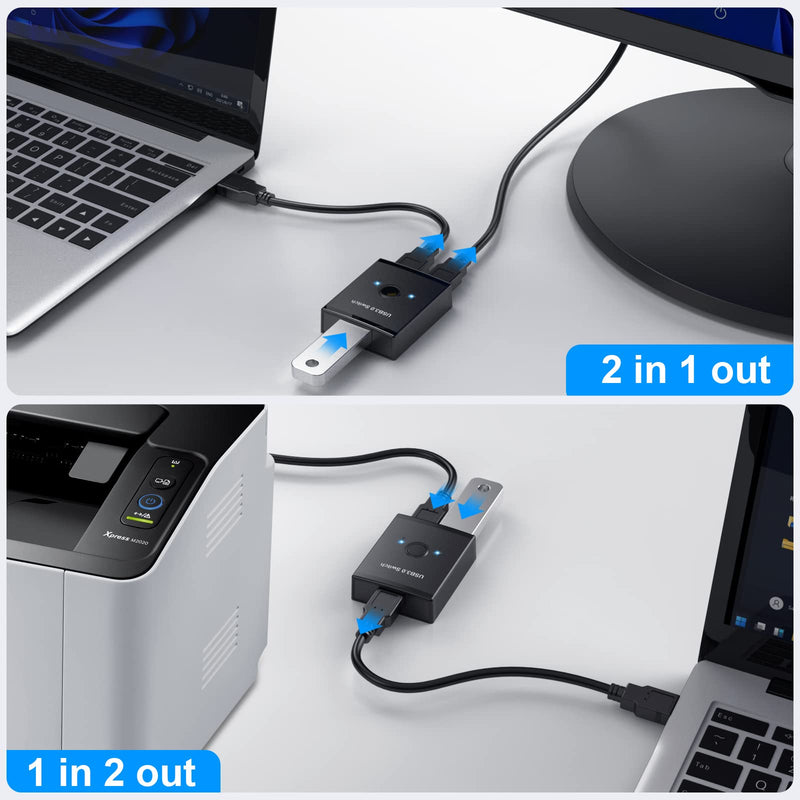  [AUSTRALIA] - USB 3.0 Switch Selector, 2 in 1 Out USB Switcher for 2 Computers Share 1 USB Devices, Mouse, Keyboard, Scanner, Printer