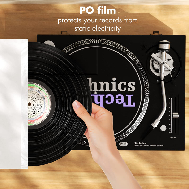  [AUSTRALIA] - GUDGI 12" Vinyl Record Sleeves 10pcs, 350gsm Acid Free Paper Jacket & Anti-Static Film Record Inner Sleeve Combo Set for Vinyl Record Storage, Collection, Shipping.(White) White
