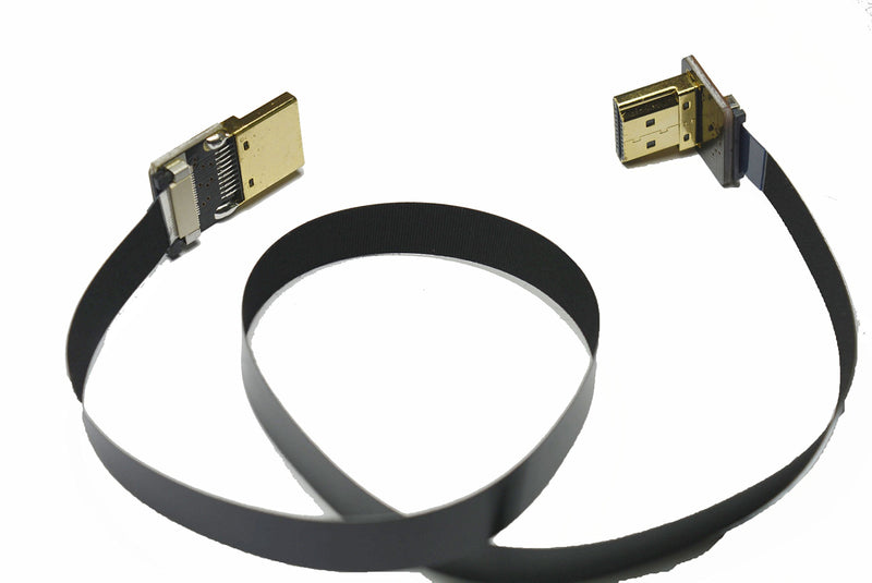Flat Slim Thin HDMI FFC FPV HDMI Cable Standard HDMI Male to Standard HDMI Male 90 Degree for RED blackmagic BMCC Sony FS7 Canon C300 Black (50CM) 50CM A1-A2-BLACK-19.5" - LeoForward Australia