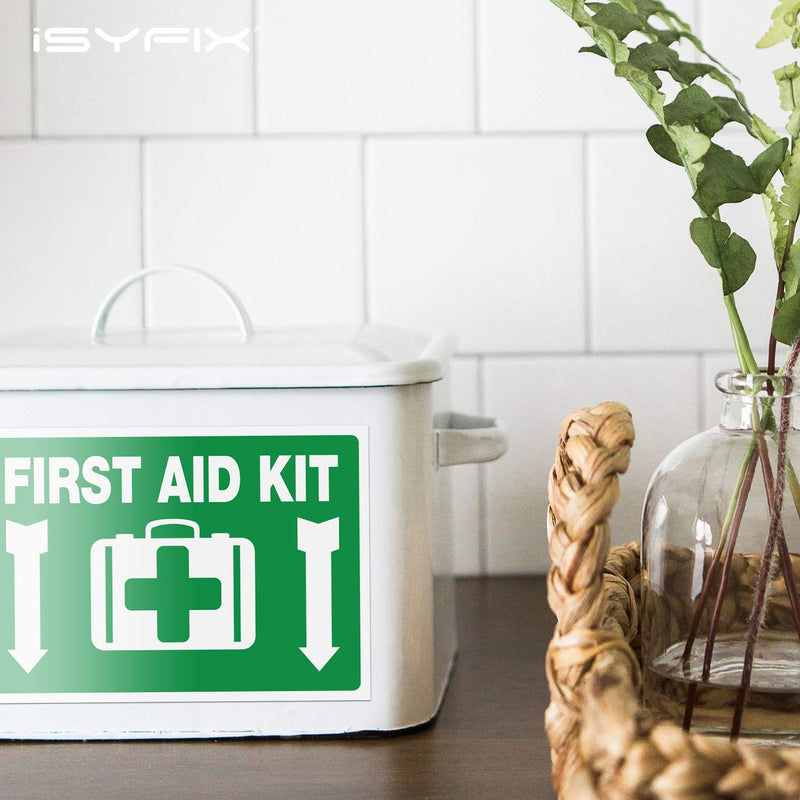  [AUSTRALIA] - First Aid Kit Sticker Sign for Home, Schools & Business – 2 Pack 10x7 Inch – Premium Self-Adhesive Vinyl, Laminated for Ultimate UV, Weather, Scratch, Water and Fade Resistance, Indoor & Outdoor Large green and white
