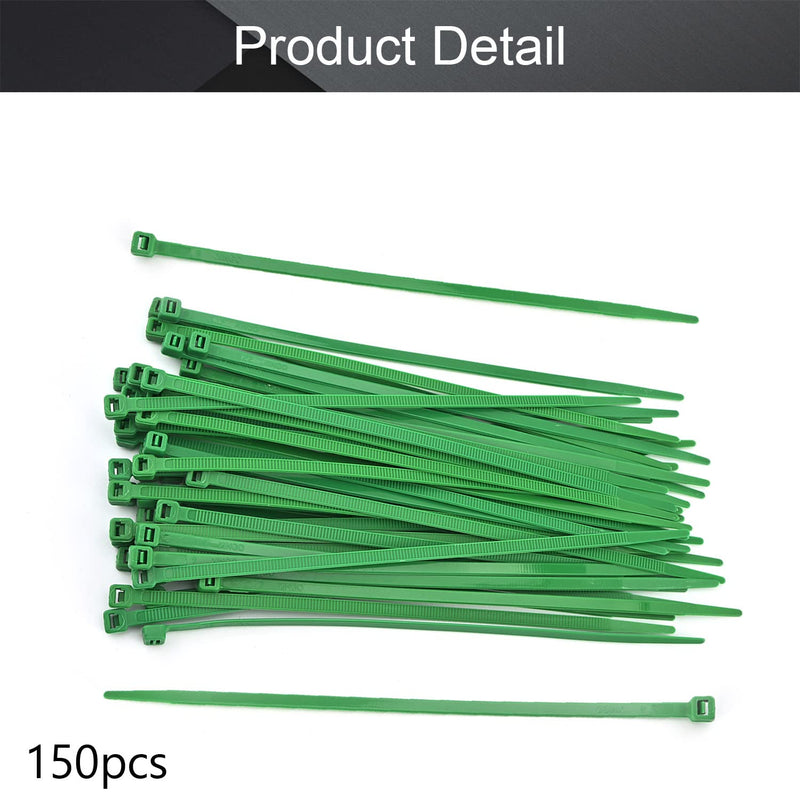  [AUSTRALIA] - MroMax Cable Zip Ties 7.87 Inch x 0.19 Inch(L x W) Self-Locking Nylon Tie Wraps Green 150pcs 7.87"x 0.19"