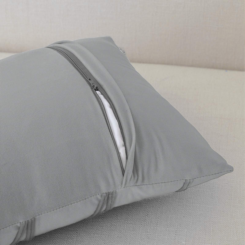  [AUSTRALIA] - Top Finel Decorative Lumbar Throw Pillow Covers Hand-Made Soft Velvet Striped Cushion Covers 12 X 20 for Couch Sofa Bedroom Car, Pack of 2, Grey 12"x20"