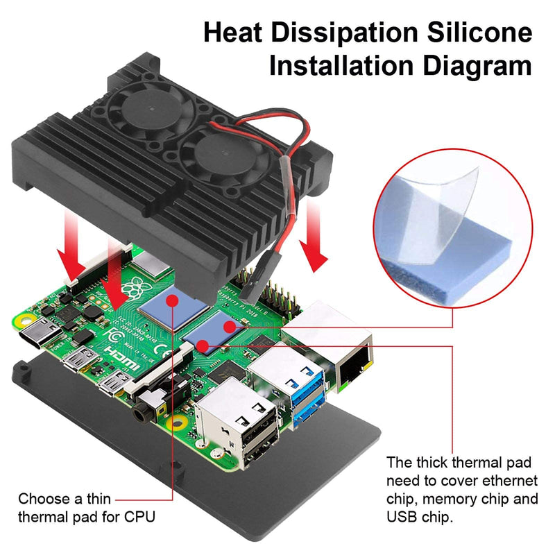  [AUSTRALIA] - Generic Double Fan Cooling Raspberry Pi 4 Case, Raspberry Pi 4B Aluminum Alloy Case with Intelligent Temperature Control Dual Fan, Built-in Radiator, Rust Protection for Raspberry Pi 4 Model/Pi 4B