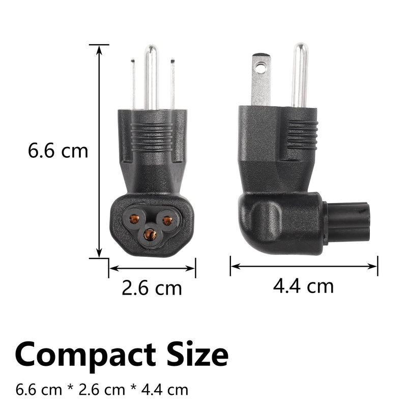  [AUSTRALIA] - CERRXIAN 90 Degree IEC320 C5 to NEMA 5-15P Power Extension Adapter, 3 Prong AC Mickey Mouse Plug Power Adapter, 10A/125V Universal AC Cable US Plug Replacement Adapter - 2 Pack