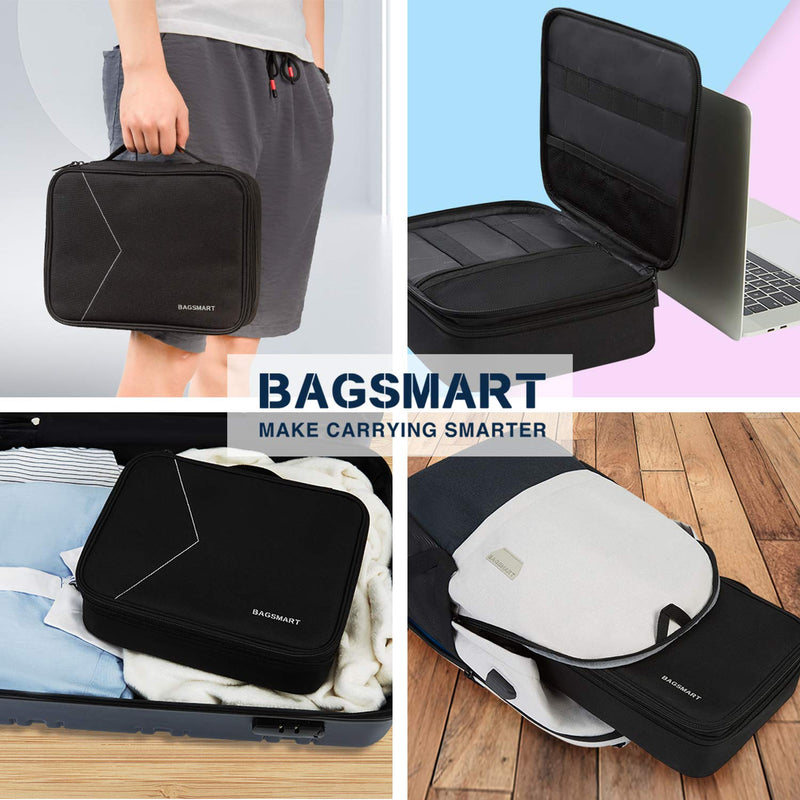  [AUSTRALIA] - BAGSMART Electronic Organizer,Large Double Layer Cable Bag,Travel Organizer Bag,Electronics Accessories Storage Cases for iPad,Cables,Chargers,Hard Drive,Game Cards Black