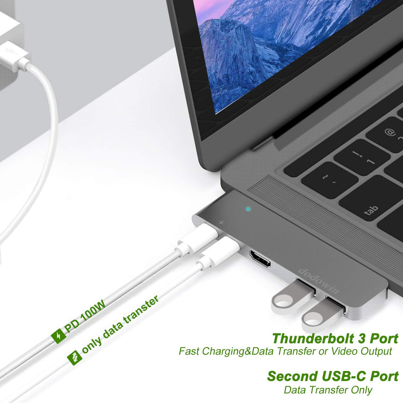 USB C Hub MacBook Pro Adapters Compatible MacBook Pro 2016-2019 13/15/16inch, MacBook Air 2018/2019 5 in 2 Dock with Thunderbolt 3 Port, USB-C, 4K HDMI, 2USB 3.0 (Gray) - LeoForward Australia