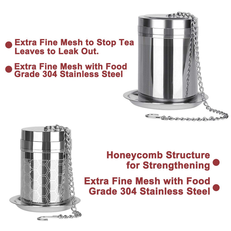  [AUSTRALIA] - Tea Ball Infuser Cooking Infuser, 2+1 Pack Extra Fine Mesh Tea Infuser Set Threaded Connection 18/8 Stainless Steel with Extended Chain Hook to Brew Loose Leaf Tea Spices Seasonings 3 Pack